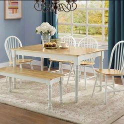 6pc Dining Set White Table NEW 