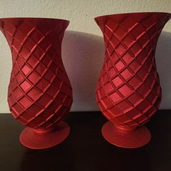 HOME INTERIOR PAR DE COPAS ROJAS PINTADAS EN PERFECTAS CONDICIONES 