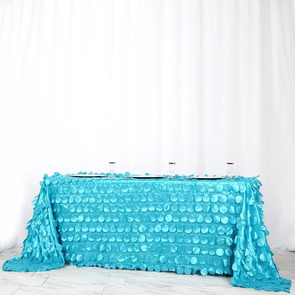 Turquoise Taffeta Petals 90x132 Rectangular Tablecloth 