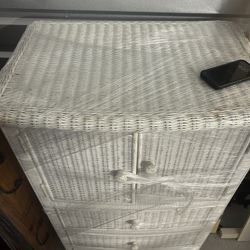 White Wicker Dresser With TV Cabinet