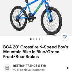 Moving Sale!! BCA 20inch Crossfire 6 Speed Mountain Bike In Bright Lime Color