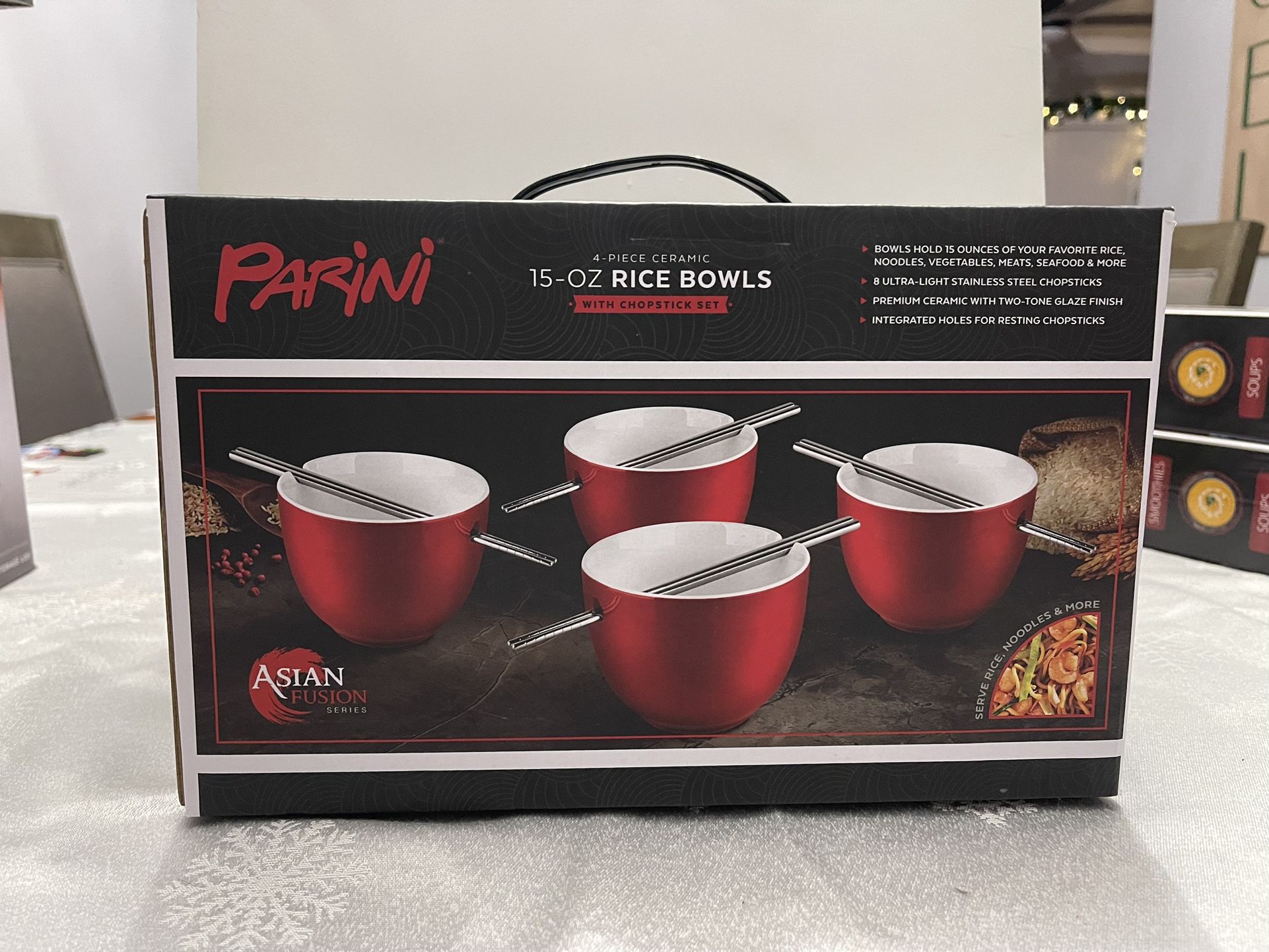 4 Piece Ceramic Rice Bowls 15oz Brand New