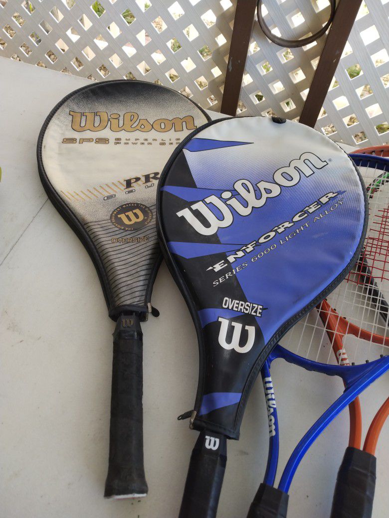 5 Wilson Tennis Rackets (2 Sold W Covers)