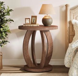 Brand New Tribesigns Round Nightstand with Curved Frame