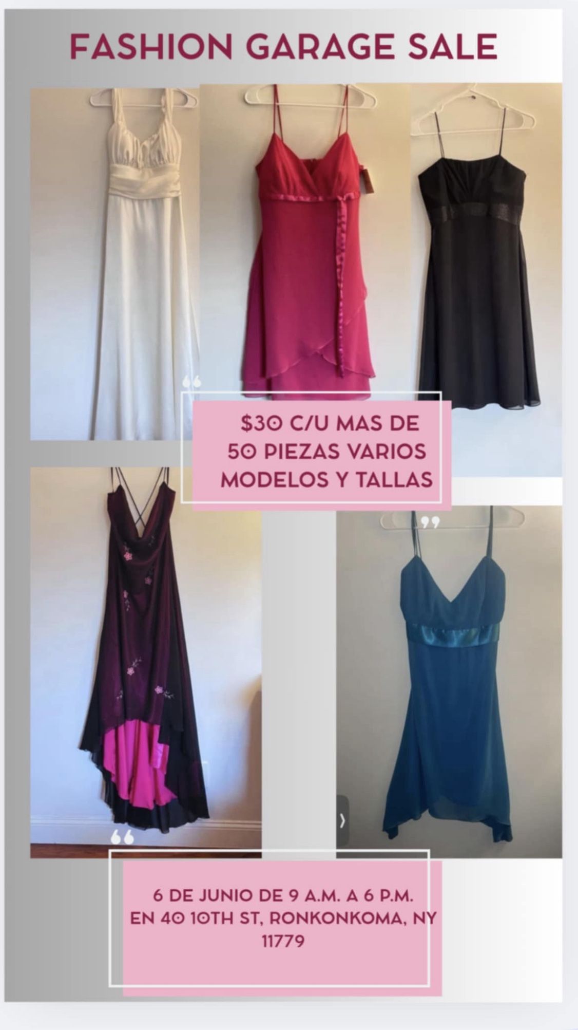 Dresses Yard Sale At 30 Each. Saturday 9-6