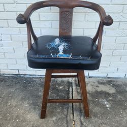 Antique Vintage Asian Bar Stool, A Rare Find, Needs Some TLC and Upholstery