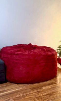 Large Red Suede Bean Bag Chair