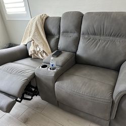 Ashley Furniture Next-Gen Dullapella Performance Fabric Dual Power Reclining Sofa And Loveseat Set