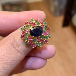 Adjustable Ring In Multi Stones 