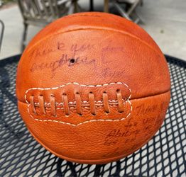 Vintage Old Leather Lace-Up Basketball w/ Team Signatures – Great Display Piece