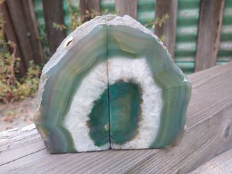 Bookends Green Agate
