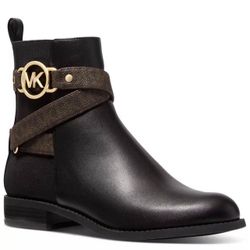 New Michael Kors Rory Signature Ankle Side-Zip Flat Booties