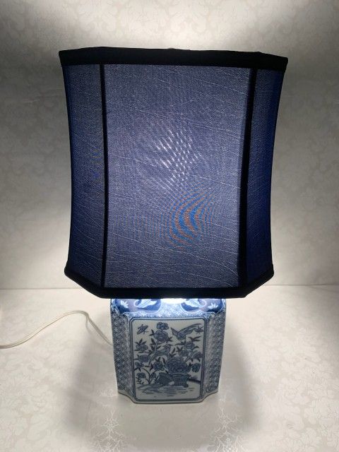 Vintage 1990s Porcelain Lamp With Shade