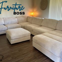 Sectional Sofa - 7pc Modular Sectional Available In Light Beige Or Gray Fabric