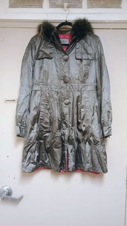 ABS silver label fur hooded trench coat