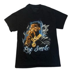 Pop Smoke Meet The Woo 2 Black Short Sleeve Shirt Size Small 