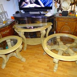 3 Pc Italian Carved Tables 