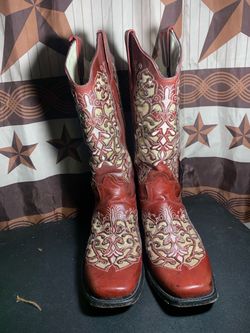 Red Cowboy Boots with Gold Embroidery