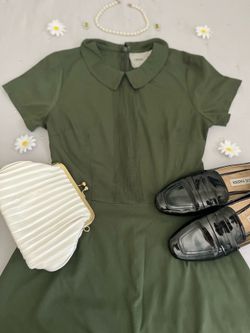 Olive Green Collar Dress 💚