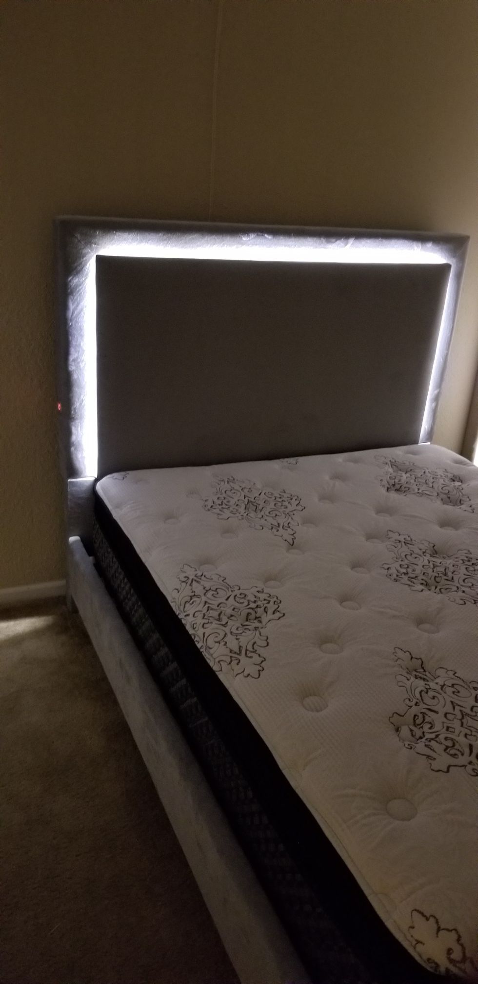 Full size LED platform bed frame