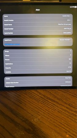 Ipad pro 13 2tb nano texture