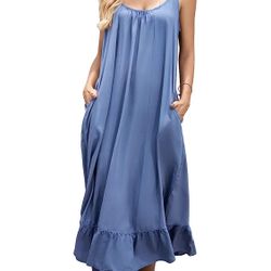 Brand new! BUENOS NINOS Women's V Neck Floral Maxi Dress Boho Printed Adjustable Spaghetti Strap Ethnic Beach Long Dress with Pockets