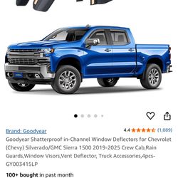 Goodyear Shatterproof in-Channel Window Deflectors for Chevrolet (Chevy) Silverado/GMC Sierra 1-2025 Crew Cab,Rain Guards,Window Visors,Vent D