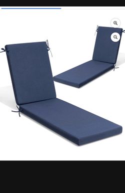 Crestlive Products Set of 2 Outdoor Chaise Lounge Cushions, Waterproof Recliner Cushion 80" x 23", Navy Blue