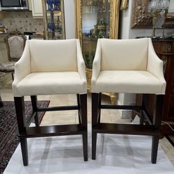 Pair of Beautiful American Made Champagne Counter Stool Chairs with Oak Frame🌷 $100 Each
