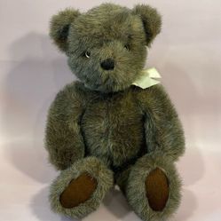 Vintage Binkley Large Teddy Bear w Cream Bow 17" long Excellent Used Condition