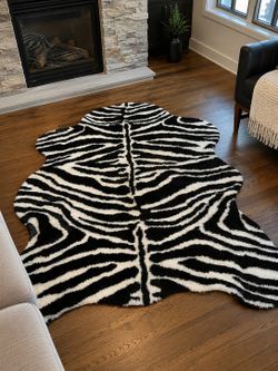 Zebra Print Faux Fur Area Rug 🦓✨