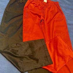 2 CHLOE RED And BLACK SATIN PANTS S 