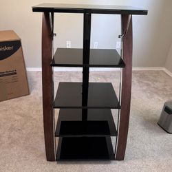 Media Tower With Tempered Glass Shelves