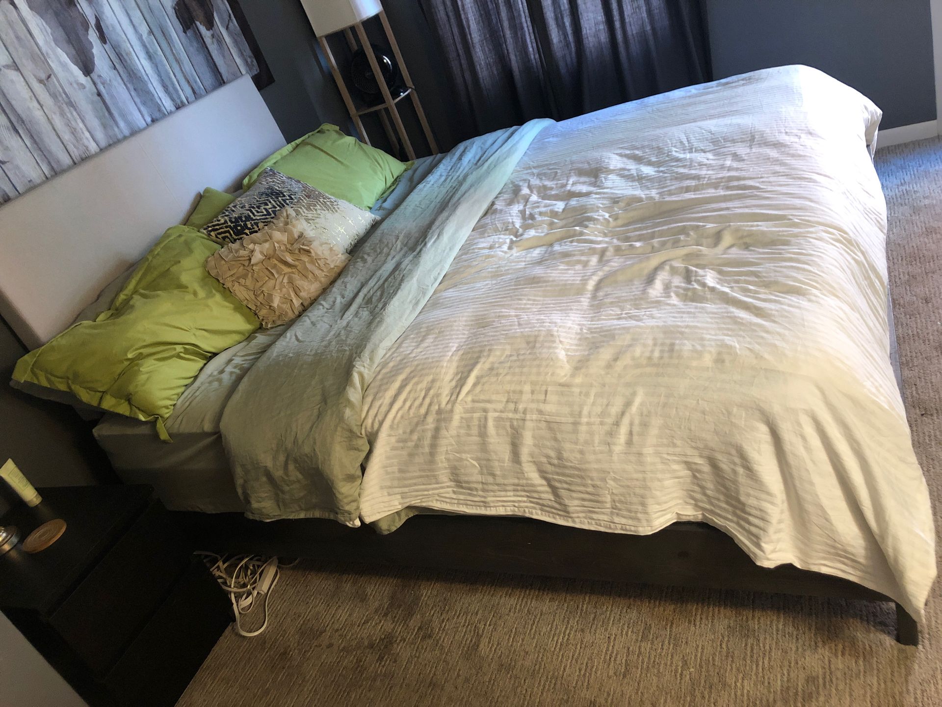 Free extremely comfy king Ethan Allen bed! Last minute move. He any foam mattress, so free if you haul it by Monday at noon