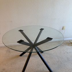 Round Glass & Metal Dining Table