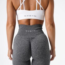 NVGTN Grey High Waisted Scrunch Leggings (XL)
