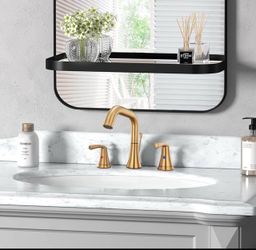 WaterSong Bathroom Sink Faucet, Brushed Gold Bathroom Faucet 3 Hole, 8 Inch...