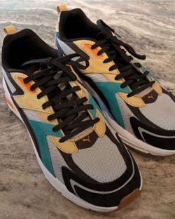 Puma Men's Black Teal Orange White Sneakers Sz11