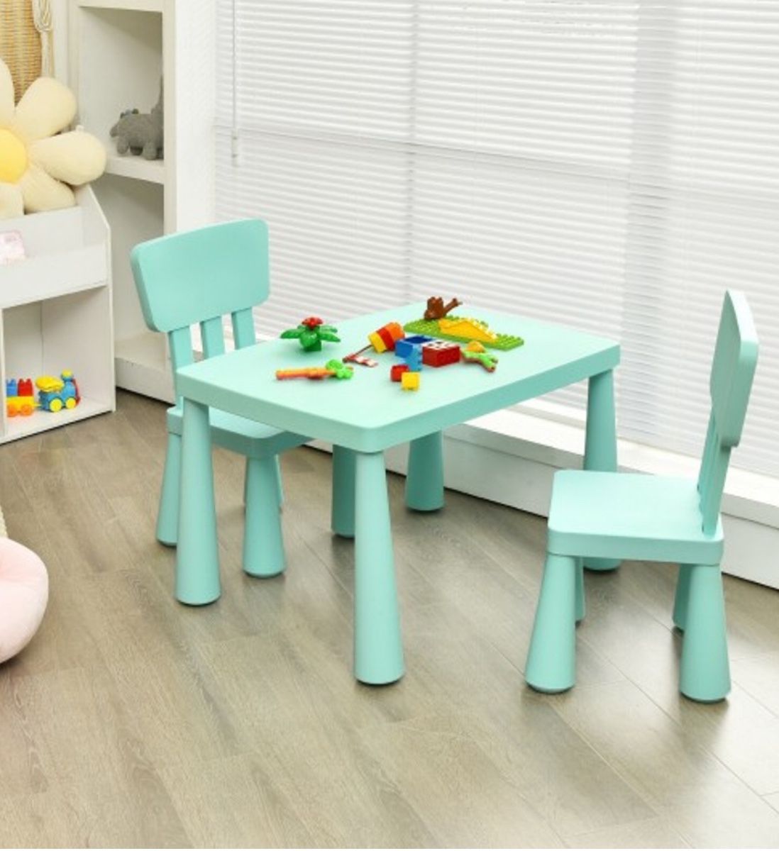 Brand new 3-Piece Toddler Multi Activity Play Dining Study Kids Table And Chair Set-Green