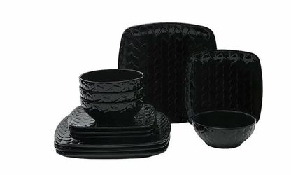 Temp-tations  Carved Willow 12-Pc Square Dinnerware