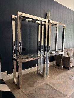 Silver Metal Bookshelves (set of 2)