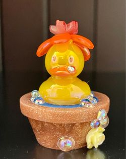 Handmade Resin Duck Figurine with Bubble Bath