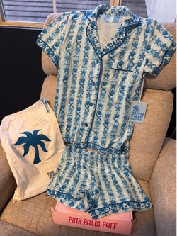 NWT Pink Palm Puff Pajama Set XXS – Sea Breeze – Box & Dust Bag Included