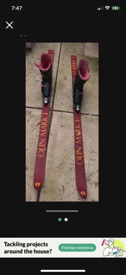 Vintage Olin Mark V. C. E. Downhill Skis With Poles Worth $150 Mine Is Just 