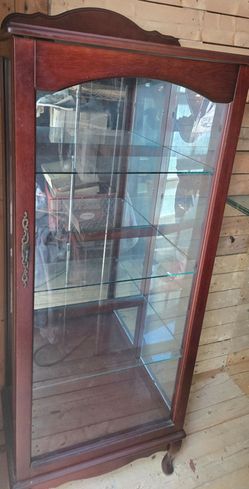 Vintage Cabinet Glass Georgian-style wooden wood with wonderful glass doors.