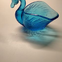 Blue Glass Vintage Swan