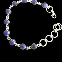 Fine Solid Stamped 925 Sterling Silver Genuine Lapis Lazuli AAA 8mm Stone's With Lobster Clasp. Will Fit 7 1/2- 9 3/4. For 7 1/2