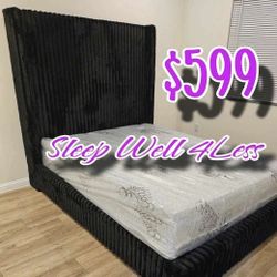 NEW QUEEN BED FRAME AND MATTRESS 