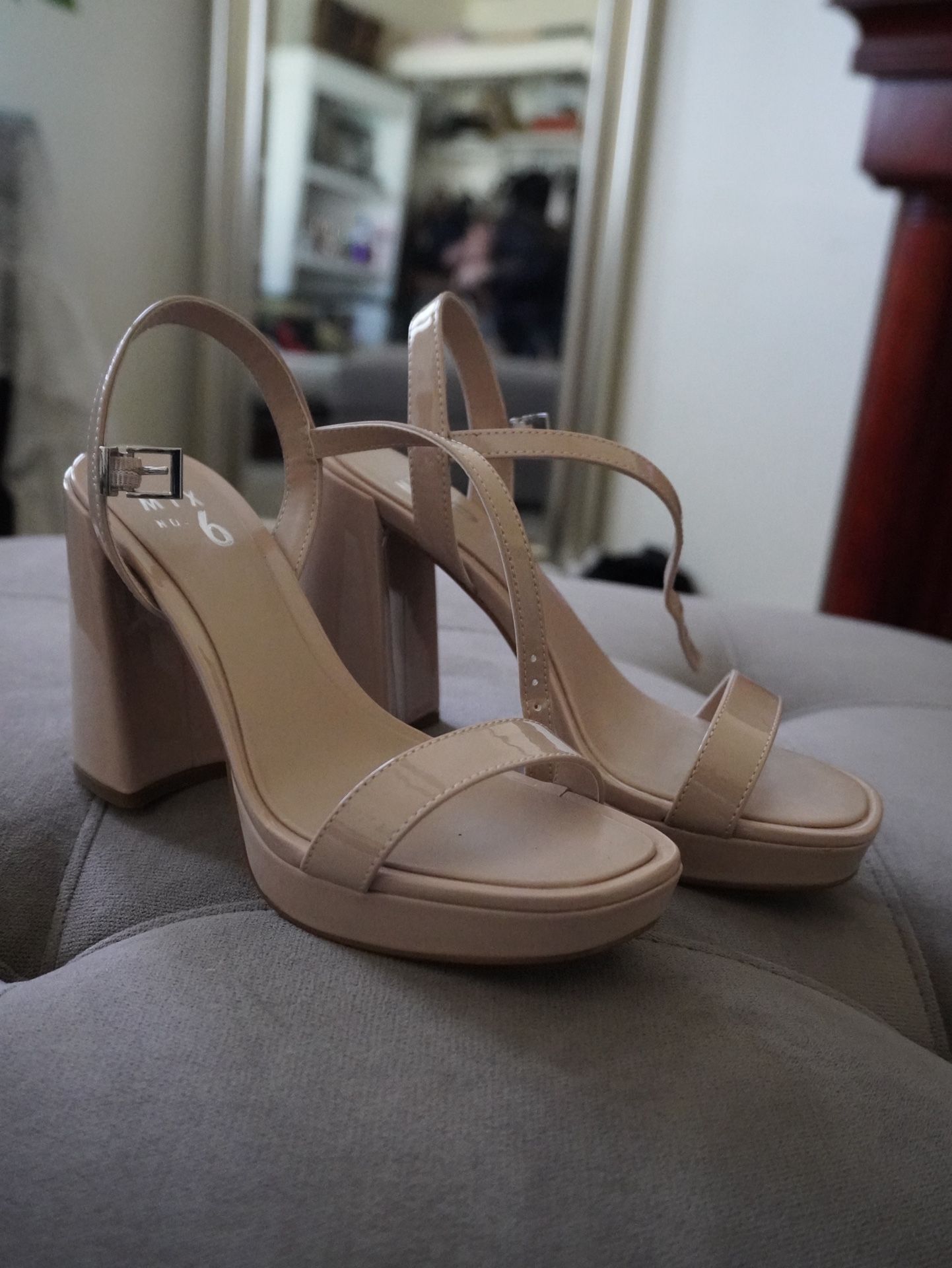 Pink/nude Block Heels 