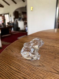 Waterford Crystal Bunny Rabbit Ears Down Clear Paperweight Figurine 3"